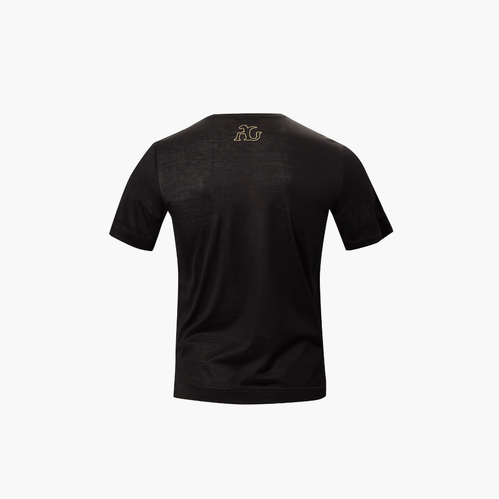 Black & Gold Cotton AG Dragoon Logo T-Shirt - Angelo Galasso - Luxury Italian Menswear London