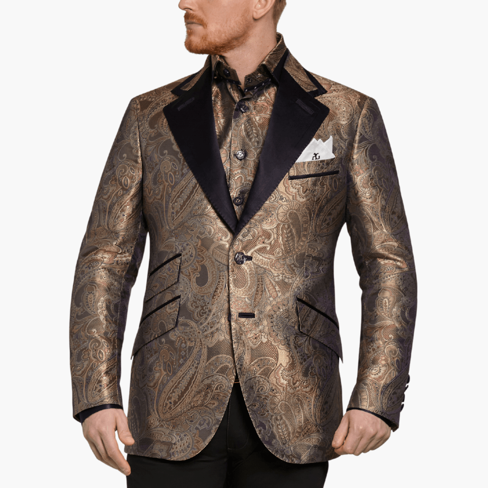 Light Brown Paisley Blazer - Angelo Galasso - Luxury Italian Menswear London