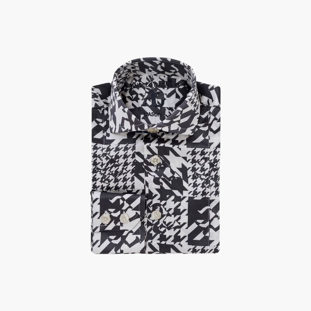 Grey Silk Houndstooth Mason Shirt - A21MR10P1F