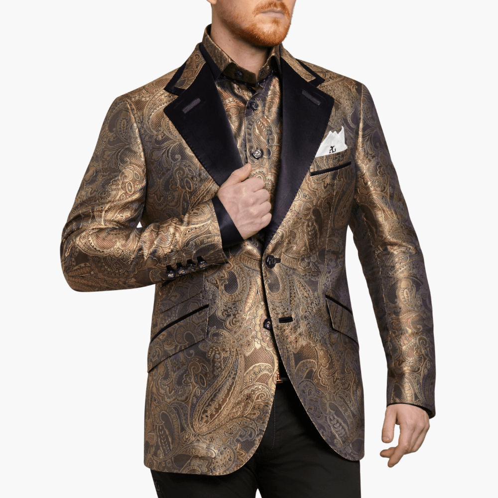 Light Brown Paisley Blazer - Angelo Galasso - Luxury Italian Menswear London