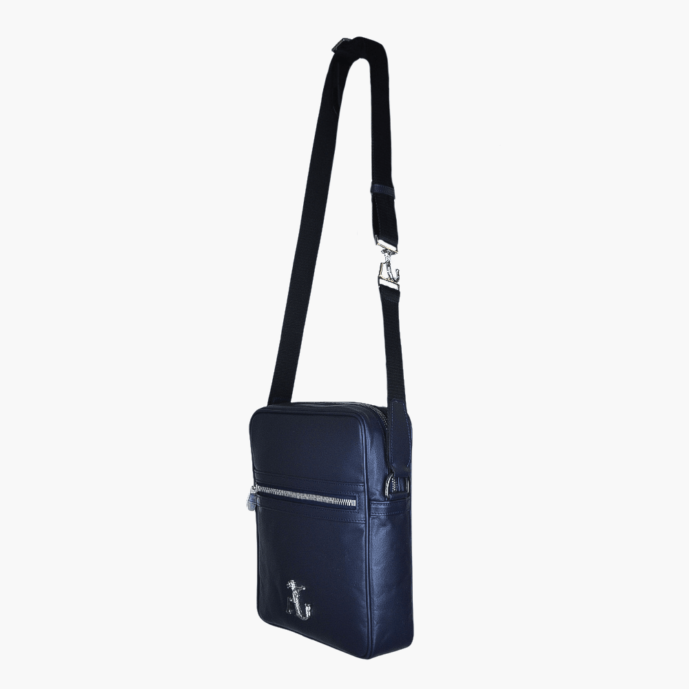 Blue Saffiano Leather Messenger Bag - Angelo Galasso - Luxury Italian Menswear London