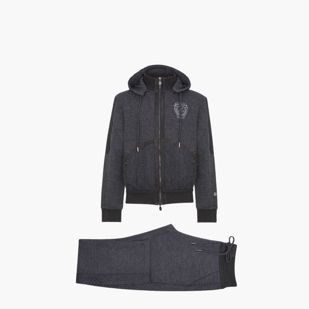 Dark Grey Tracksuit with Perforated Details - 17W8TRA04