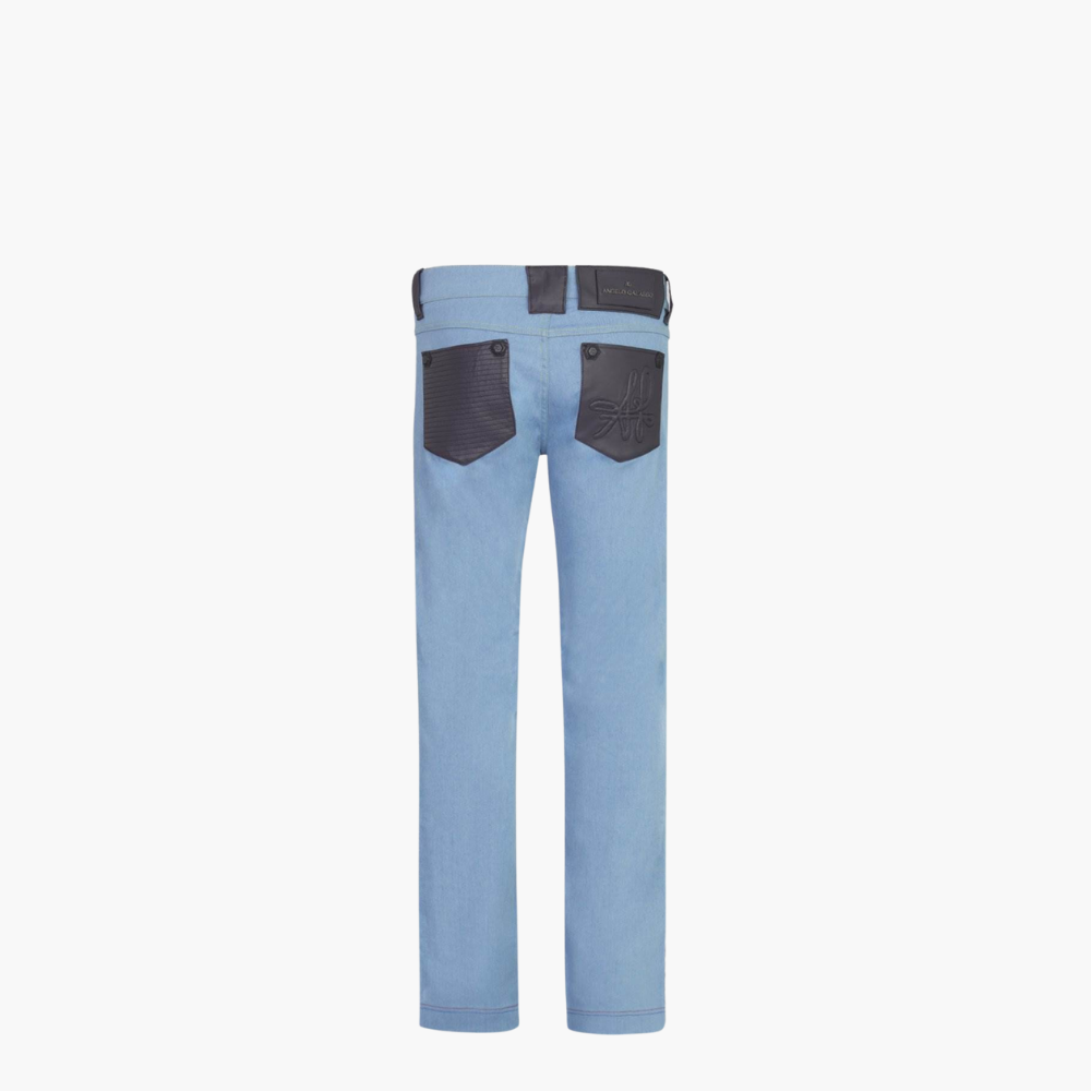 Light Blue Jeans with Leather Inserts - 20SJJNS09