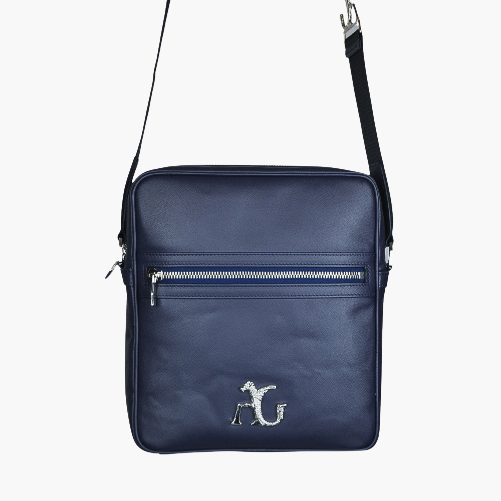 Blue Saffiano Leather Messenger Bag - AG23WBMES03