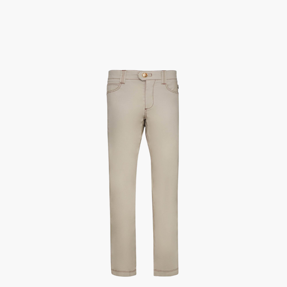 Beige & Gold Cotton Jeans with Shield - Z21MR0401F