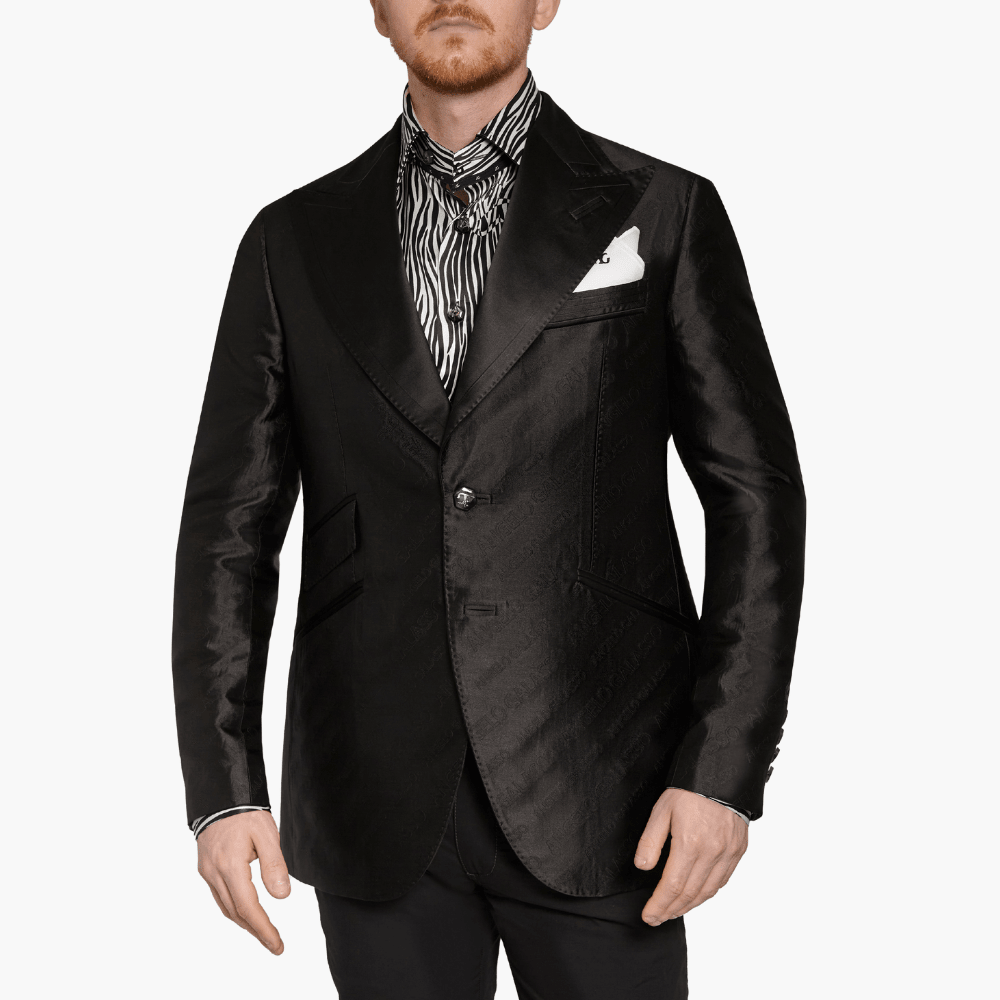 Black AG Monogram Evening Blazer - Angelo Galasso - Luxury Italian Menswear London
