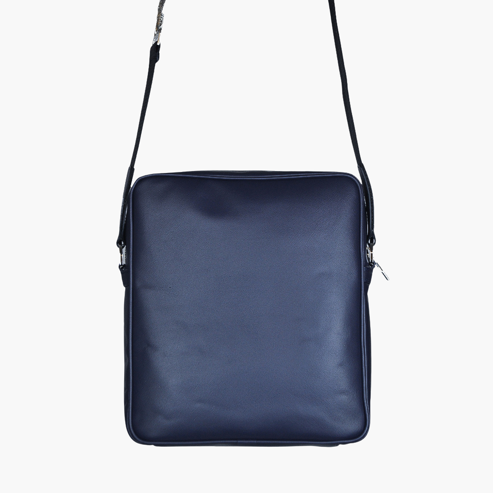 Blue Saffiano Leather Messenger Bag - AG23WBMES03