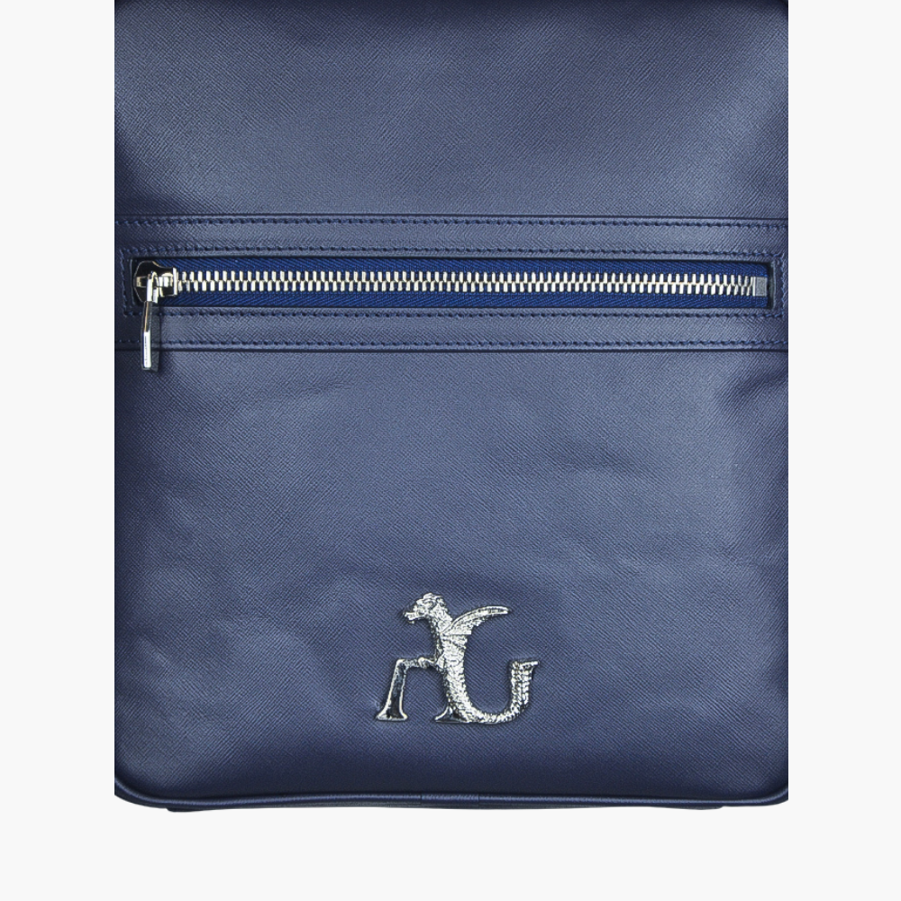 Blue Saffiano Leather Messenger Bag - AG23WBMES03