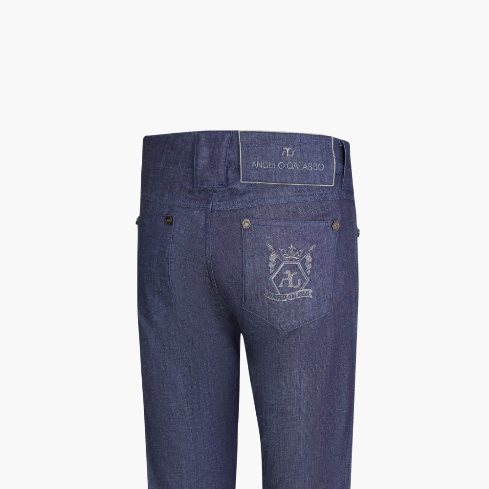 Blue & Silver Cotton Jeans with Hexagon Crest - Z21MR0406C