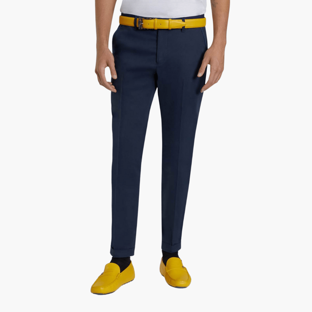 Blue Regular Chinos - Angelo Galasso - Luxury Italian Menswear London