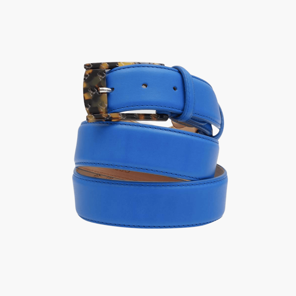 Royal Blue Calfskin Belt - Angelo Galasso - Luxury Italian Menswear London