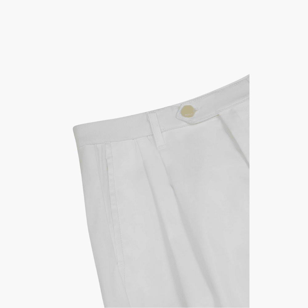 White Double Pleat Chinos - Angelo Galasso - Luxury Italian Menswear London