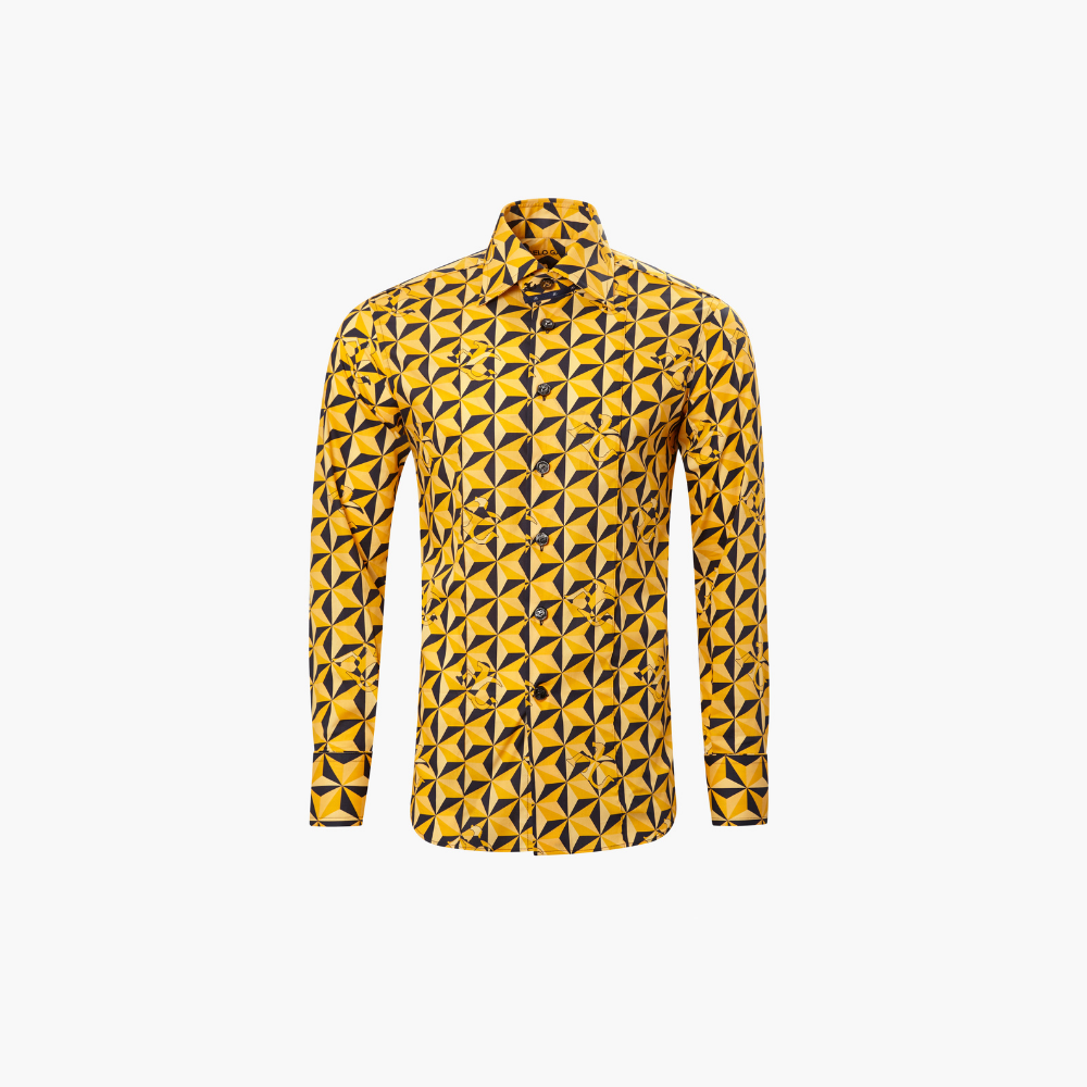 Yellow Geometric Print Corleone Shirt