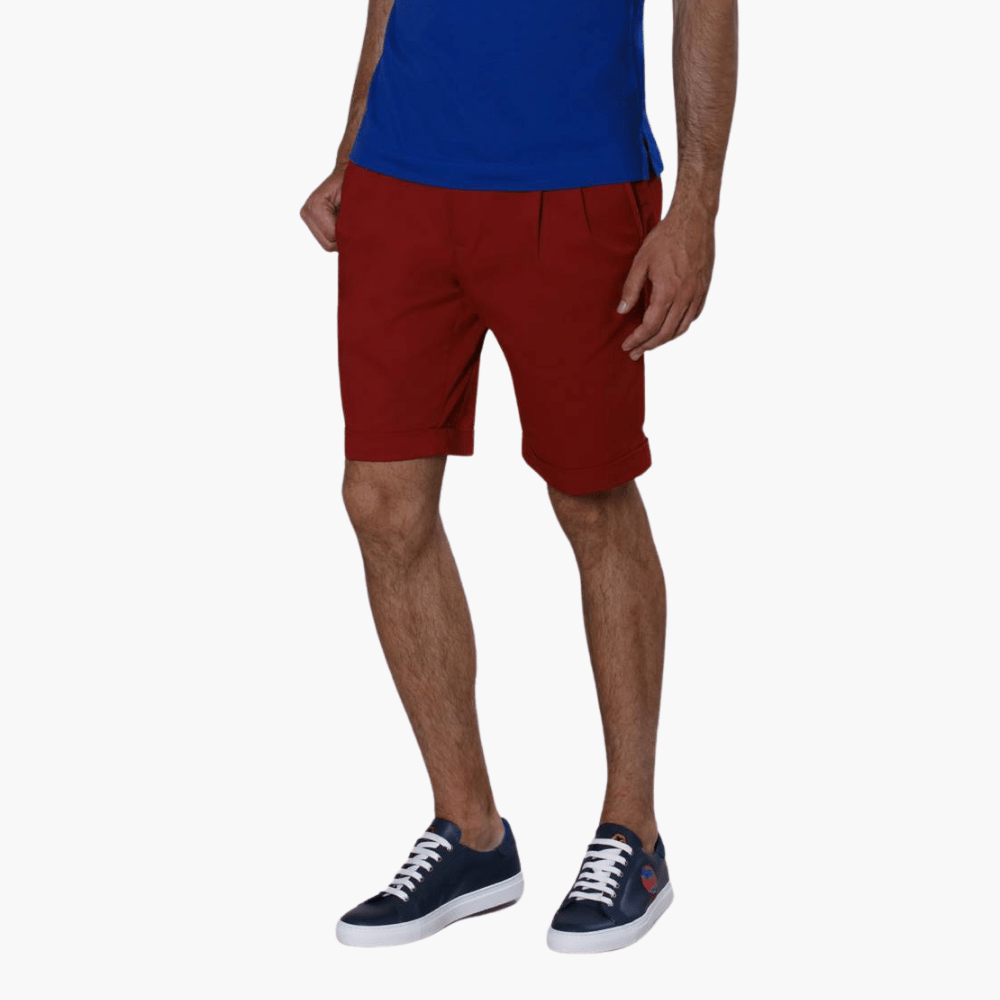 Red Cotton Summer Bermuda - Angelo Galasso - Luxury Italian Menswear London