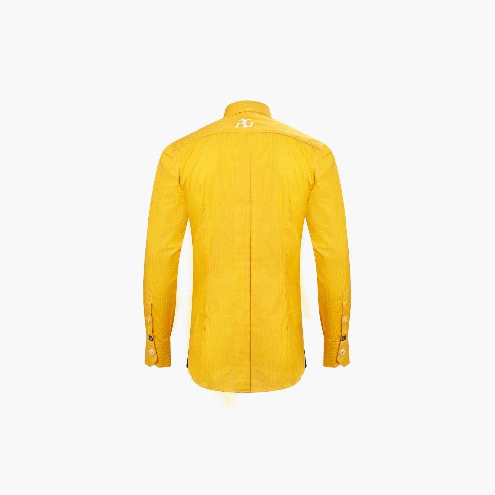 Yellow Cotton Diamond AG Print Italia Shirt - Angelo Galasso - Luxury Italian Menswear London
