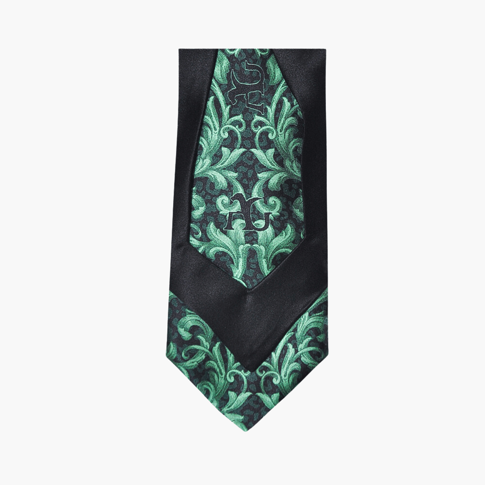 Black & Green Silk Tie and Hankie Set - Angelo Galasso - Luxury Italian Menswear London