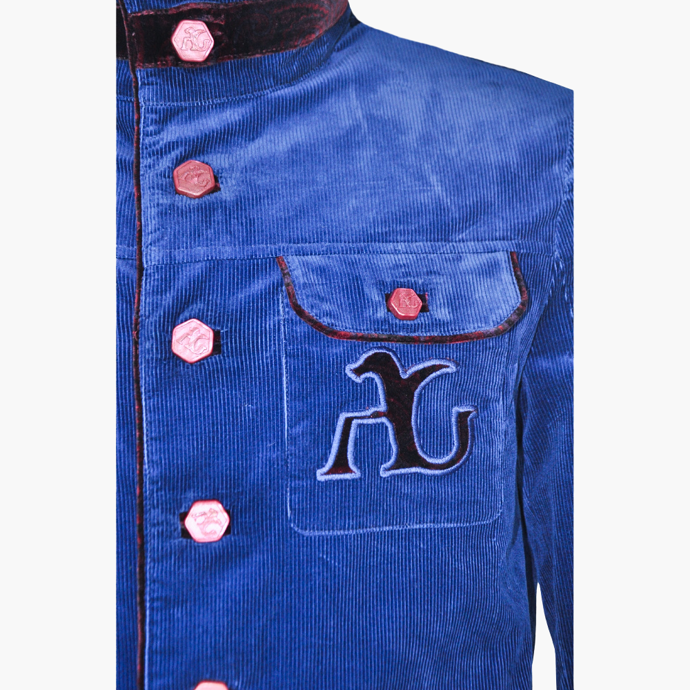 Blue Corduroy Sahariana Jacket - AG24W4MEC02