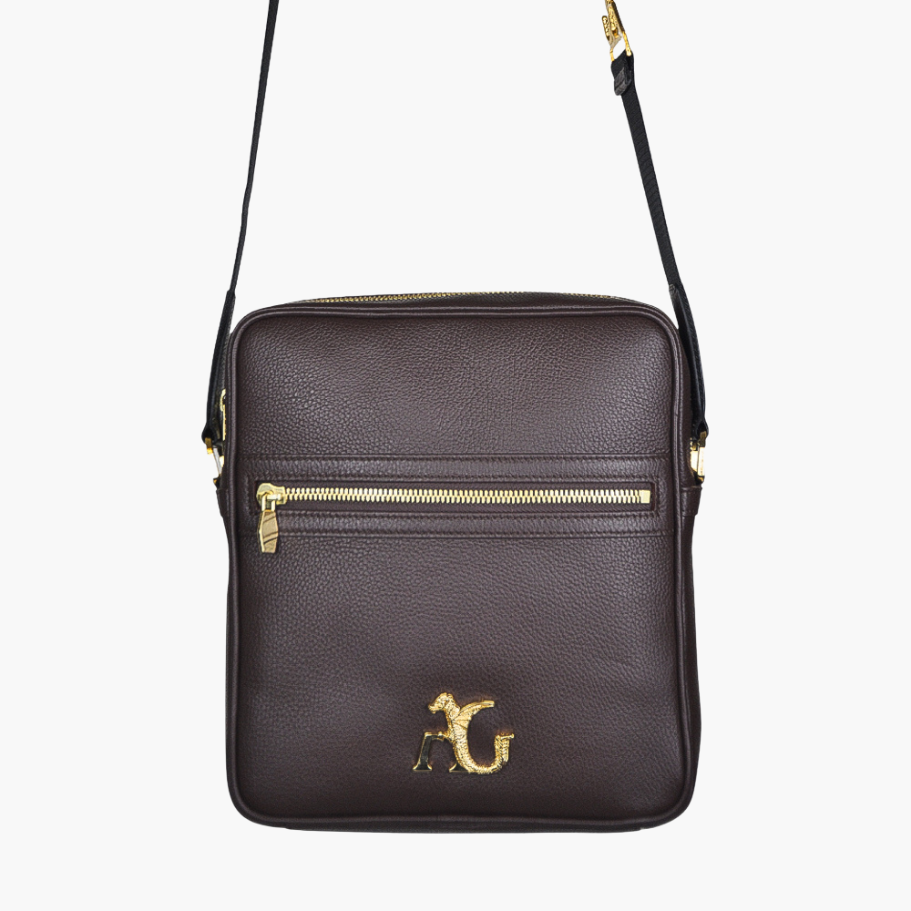 Brown Dollarino Leather Messenger Bag - AG23WBMES01