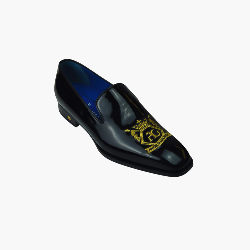 Black Patent Hexagonal Slip-on Shoes - AG22WSGAL15 ANGELO GALASSO