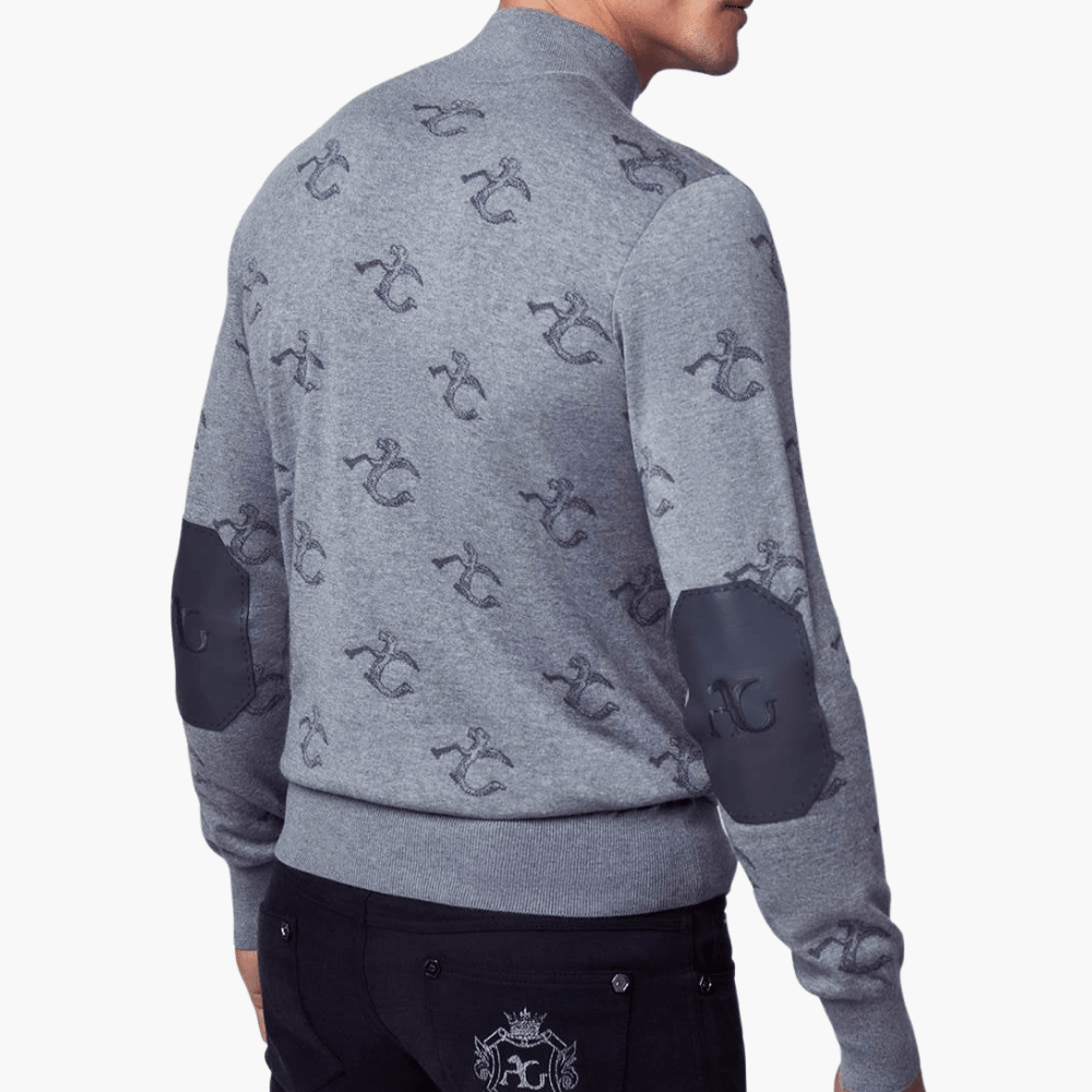 Grey Wool & Cashmere Monogram Turtle Neck - Angelo Galasso - Luxury Italian Menswear London