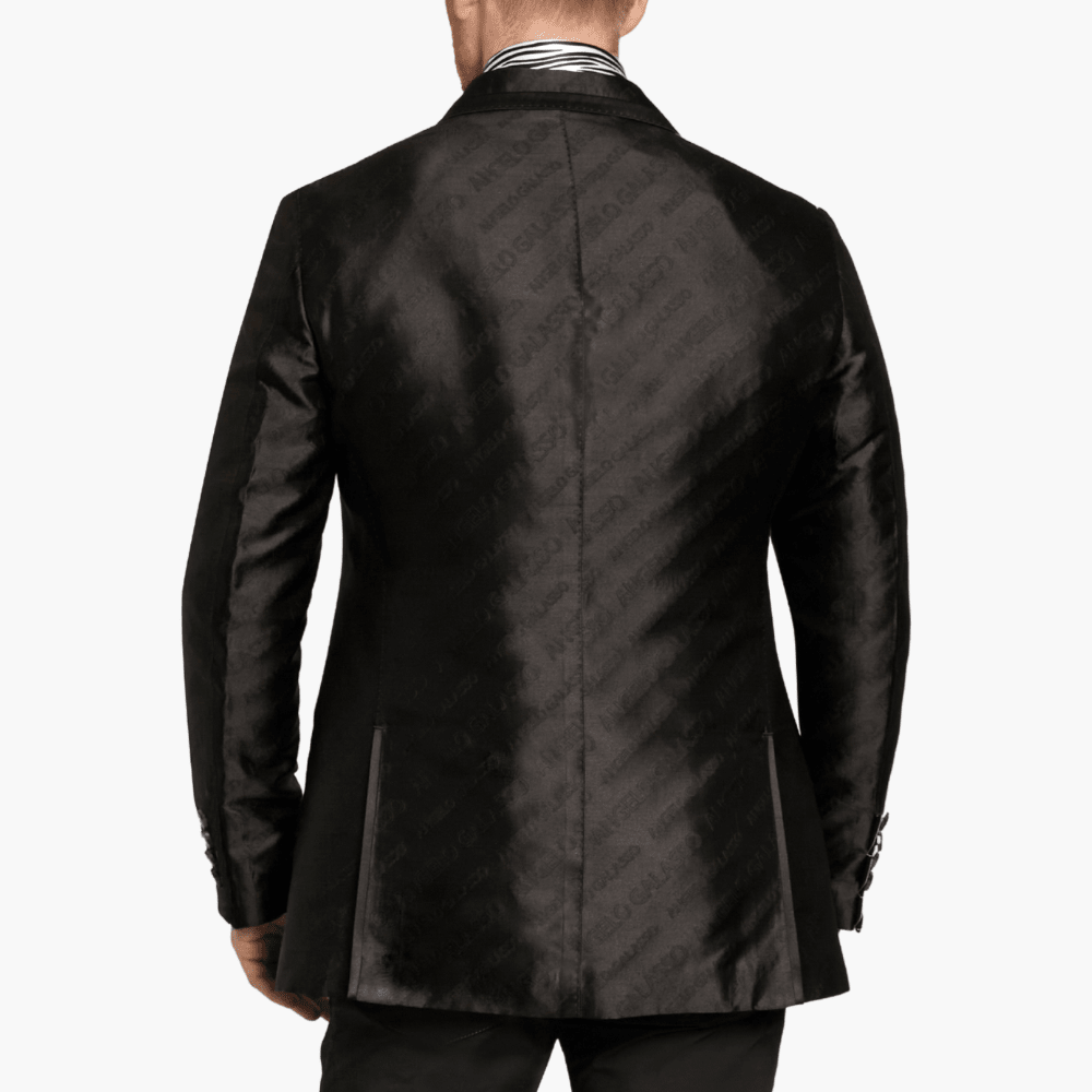 Black AG Monogram Evening Blazer - Angelo Galasso - Luxury Italian Menswear London