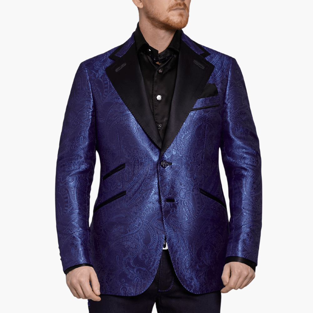 Blue Paisley Blazer - Angelo Galasso - Luxury Italian Menswear London
