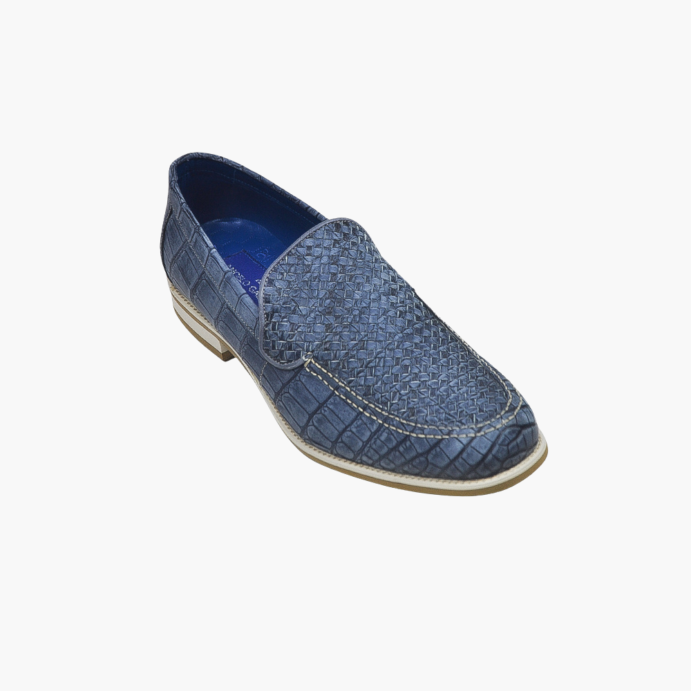 Blue Braided Crocodile Slip-on Shoes