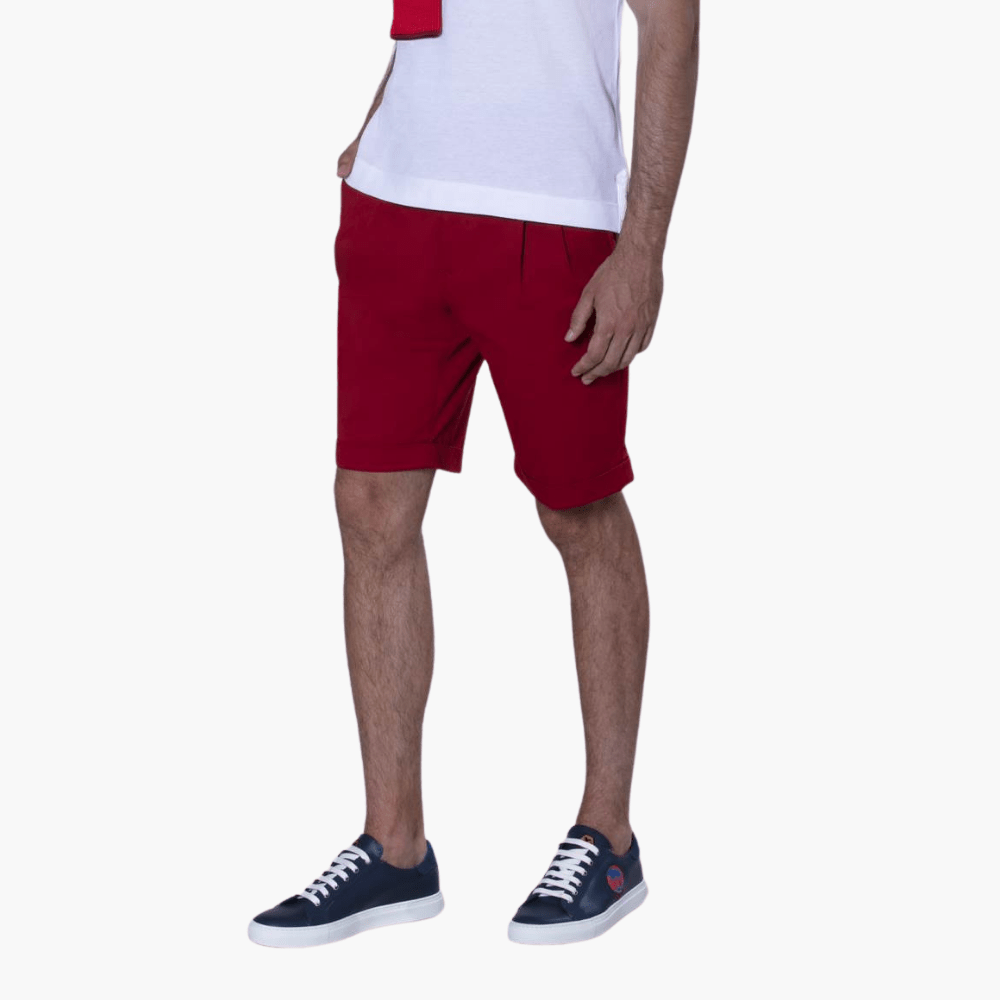 Red Cotton Summer Bermuda - Angelo Galasso - Luxury Italian Menswear London