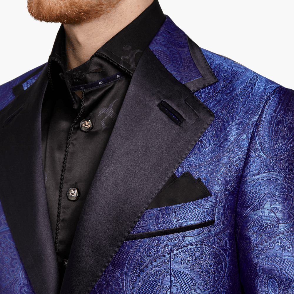 Blue Paisley Blazer - Angelo Galasso - Luxury Italian Menswear London