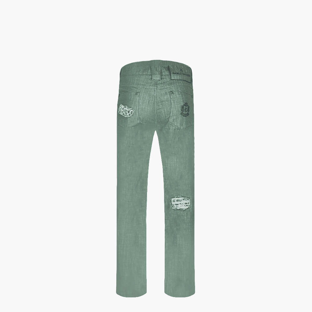 Green Malachite Jeans with Araldica Logo - Angelo Galasso - Luxury Italian Menswear London
