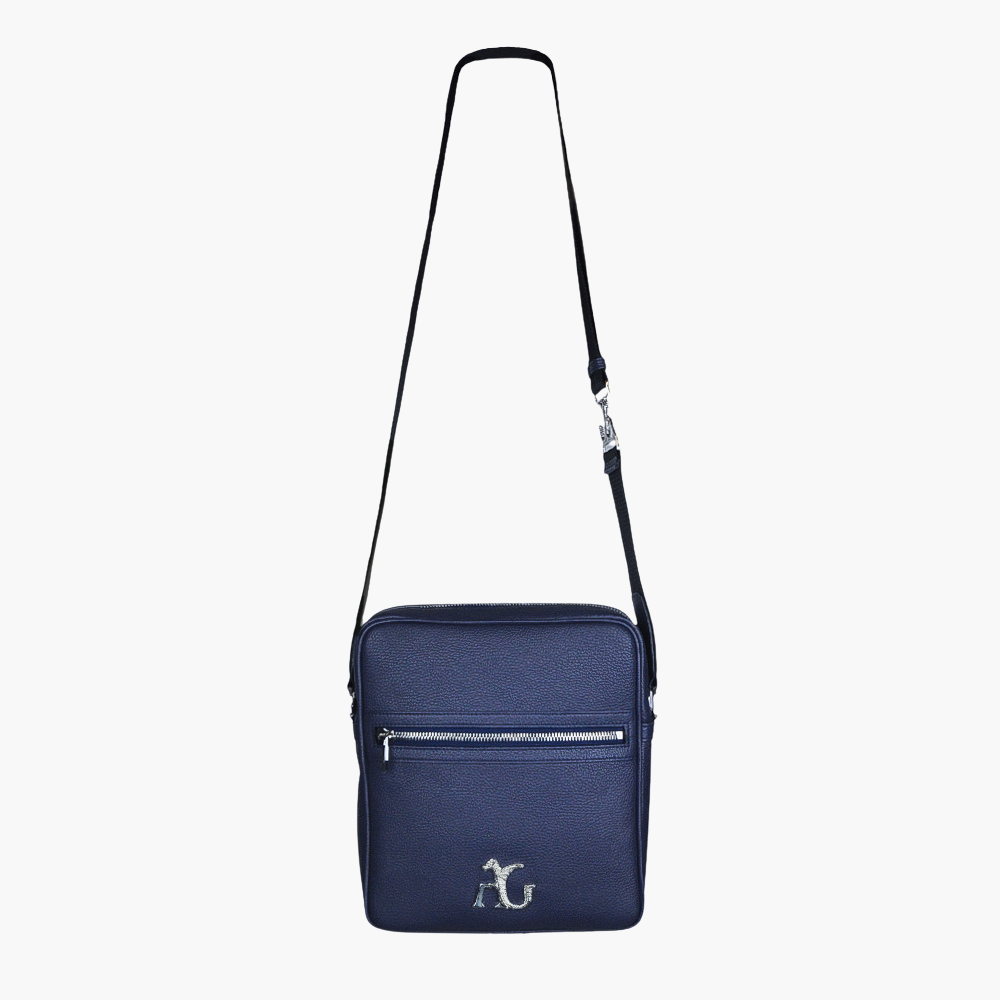 Blue Dollarino Leather Messenger Bag - AG23WBMES01