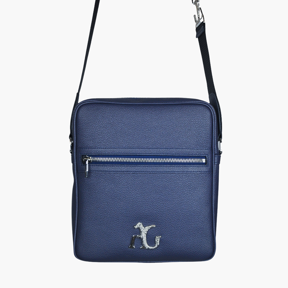 Blue Dollarino Leather Messenger Bag - AG23WBMES01