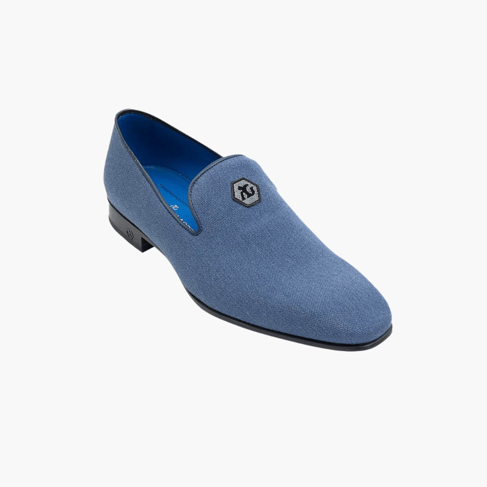 Light Blue Summer Canvas Slip On - Angelo Galasso - Luxury Italian Menswear London