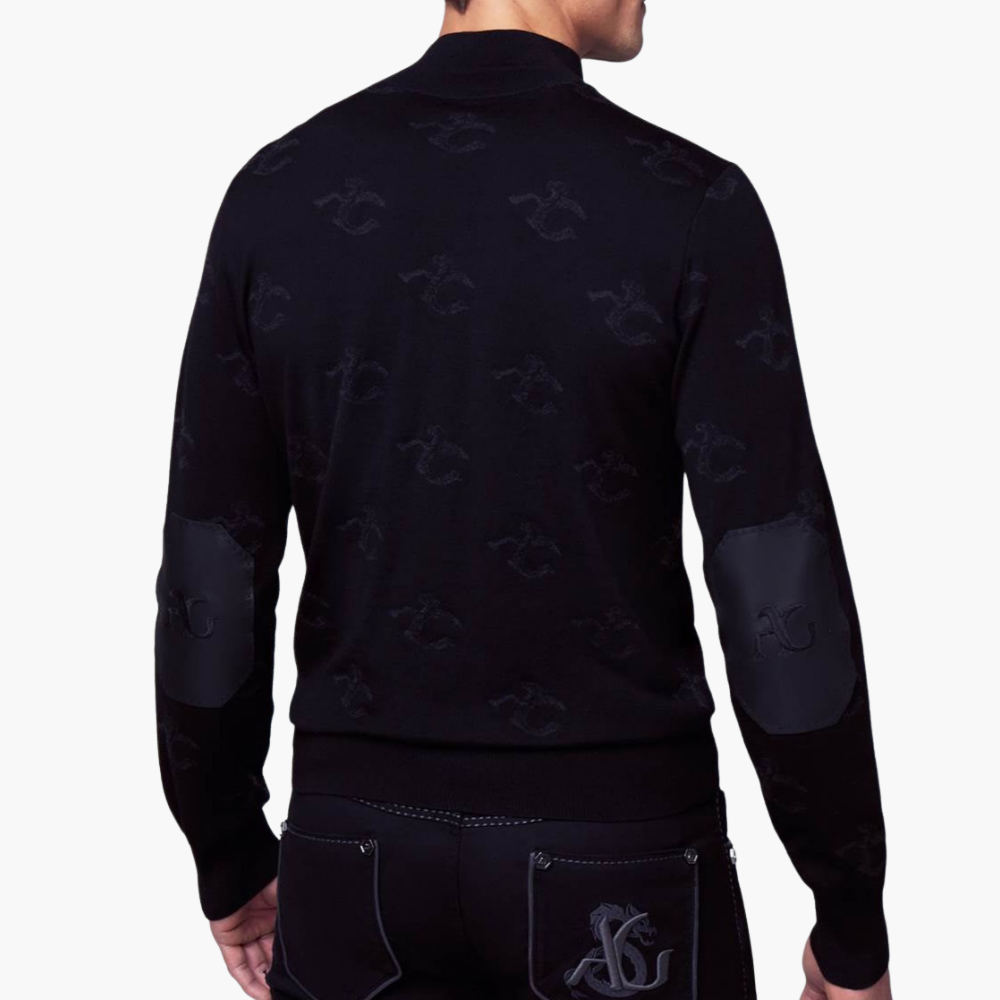 Black Wool & Cashmere Monogram Turtle Neck - A21MR07002