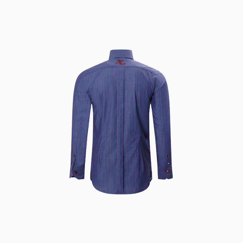 Blue & Red Pinstripe Mason Shirt - Angelo Galasso - Luxury Italian Menswear London