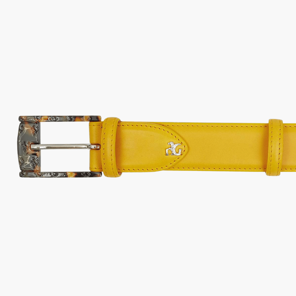 Yellow Calfskin Belt - Angelo Galasso - Luxury Italian Menswear London