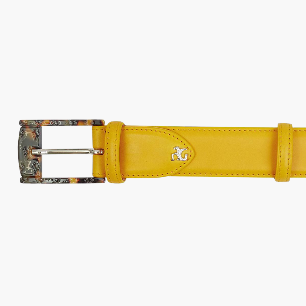 Yellow  Calfskin Belt - A11MA0102F
