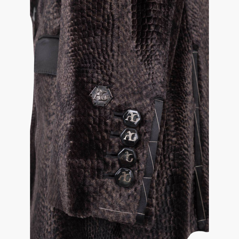 Brown Velvet Embossed Blazer - 18W2RIV09F