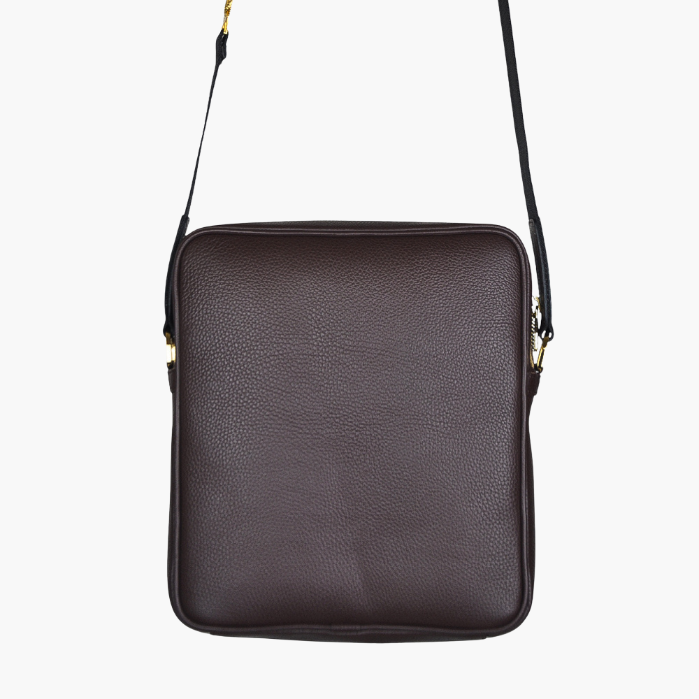 Brown Dollarino Leather Messenger Bag - AG23WBMES01