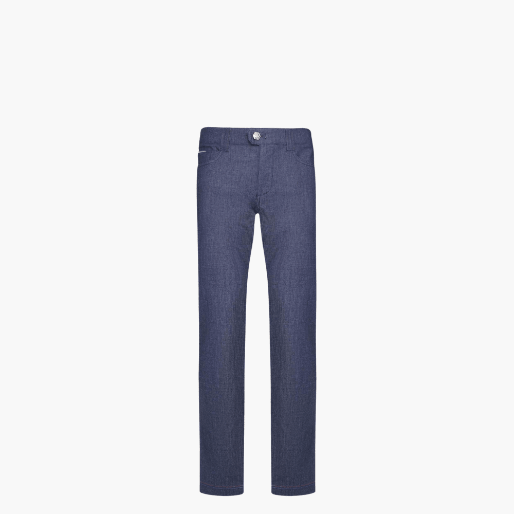 Blue & Black Cotton Jeans with Shield - Angelo Galasso - Luxury Italian Menswear London