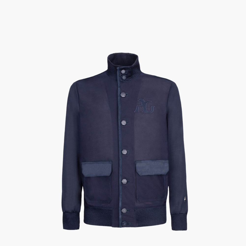 Navy Blue Cardigan Jacket with AG Logo - B11MR06001