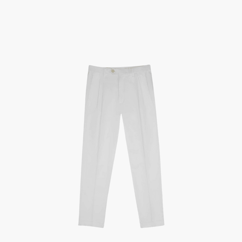 White Double Pleat Chinos - Angelo Galasso - Luxury Italian Menswear London