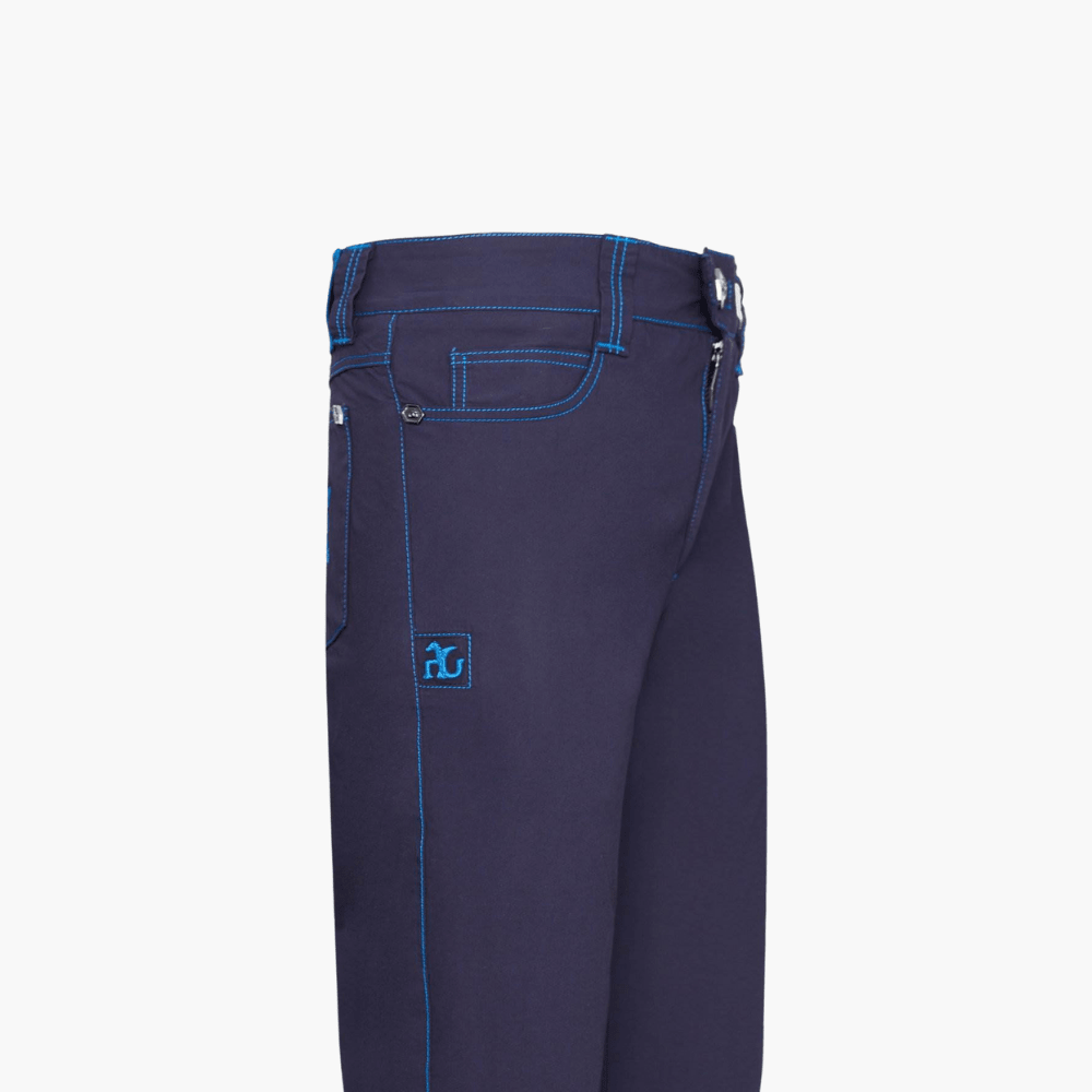 Blue & Royal Blue Cotton Jeans with Shield - Angelo Galasso - Luxury Italian Menswear London