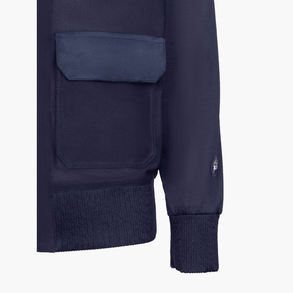 Navy Blue Cardigan Jacket with AG Logo - Angelo Galasso - Luxury Italian Menswear London