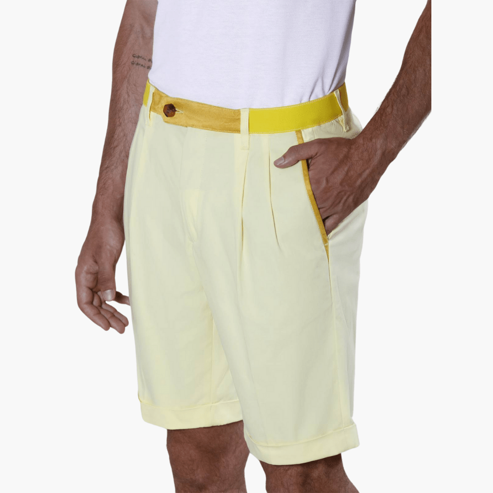Yellow Cotton Summer Bermuda - Angelo Galasso - Luxury Italian Menswear London