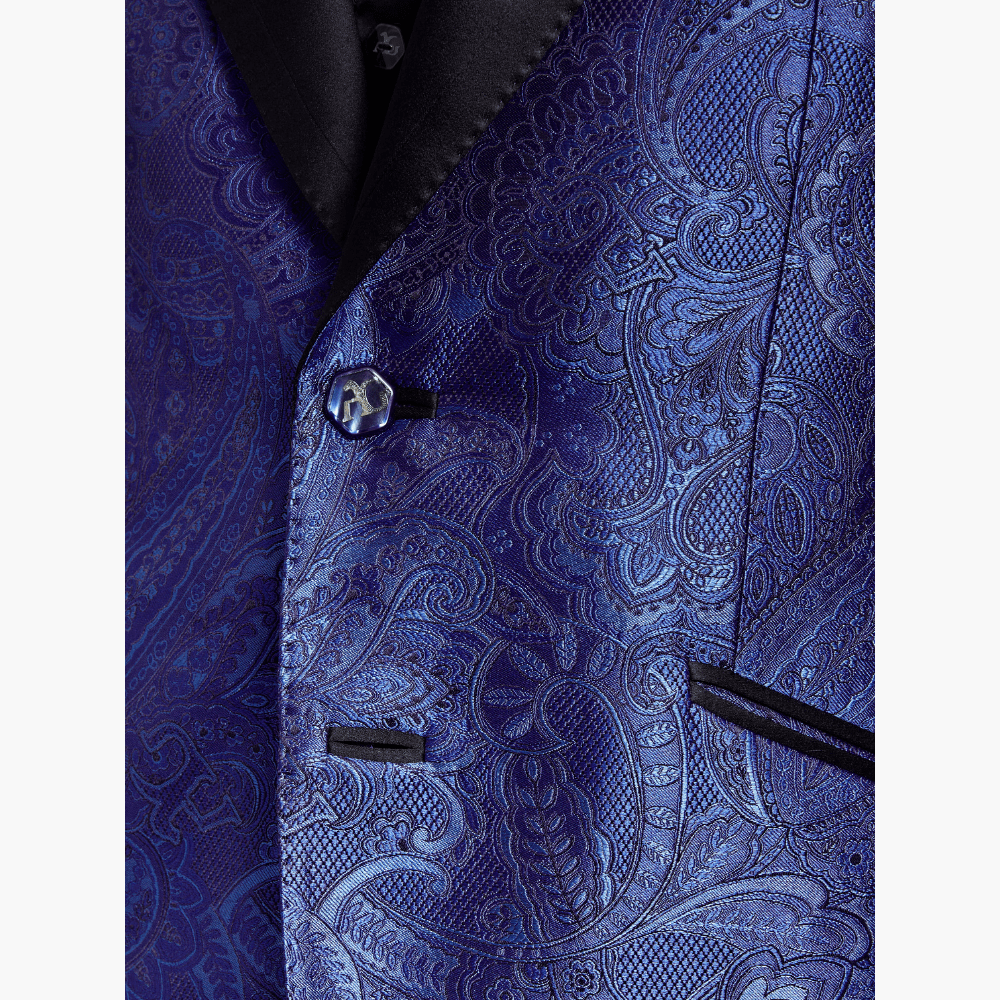 Blue Paisley Blazer - Angelo Galasso - Luxury Italian Menswear London