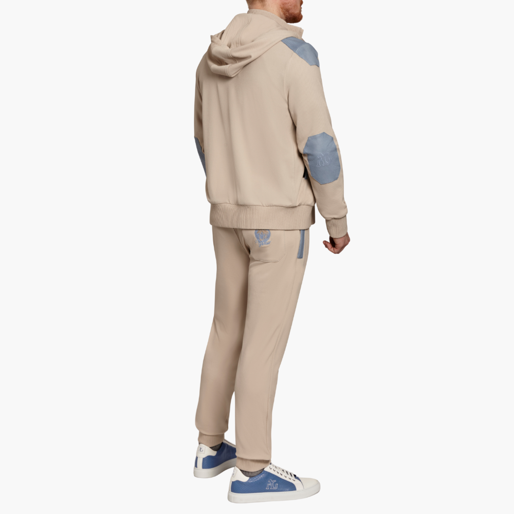 Beige Tracksuit with Light Blue Python