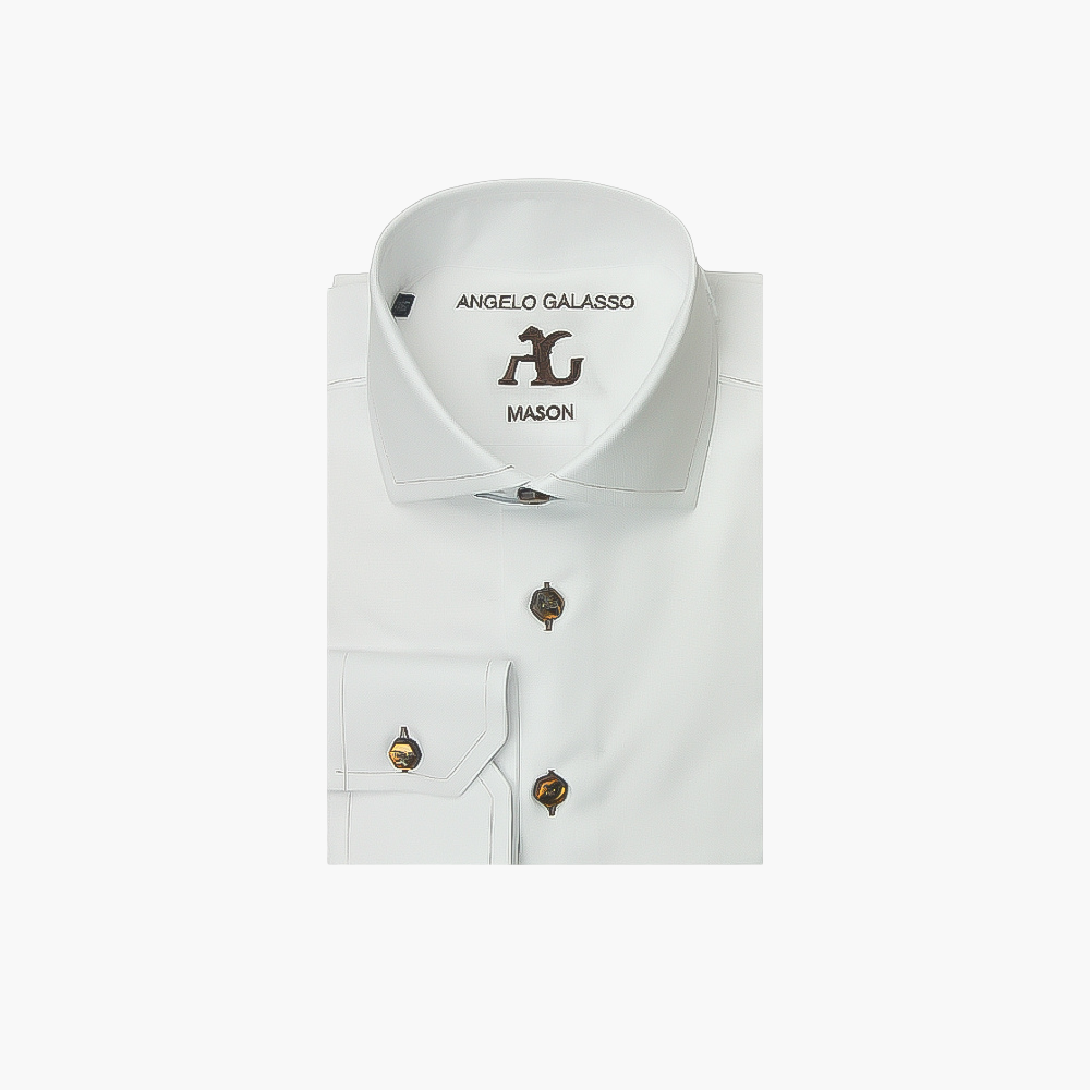 White Mason Shirt Brown Details -
