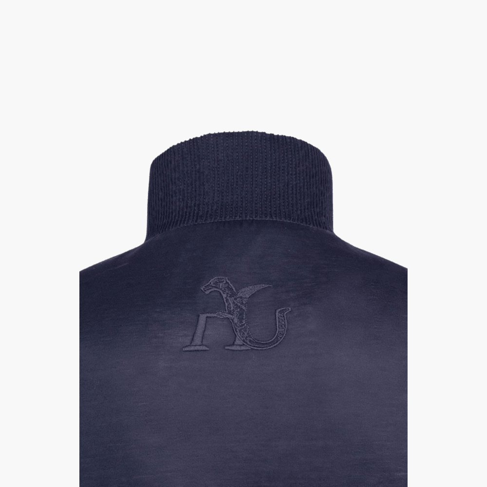 Navy Blue Cardigan Jacket with AG Logo - Angelo Galasso - Luxury Italian Menswear London