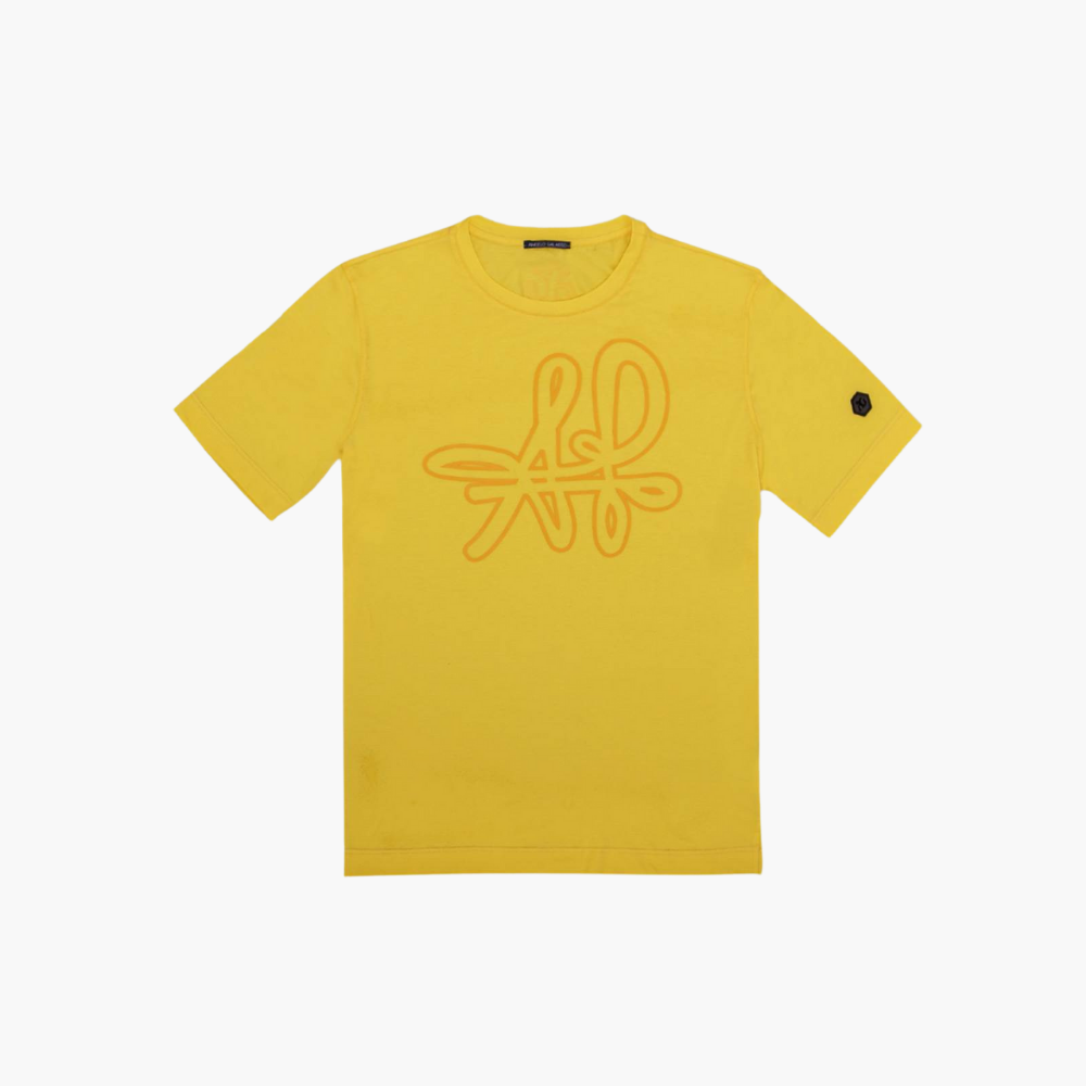 Yellow Signature Logo C Neck T-Shirt -